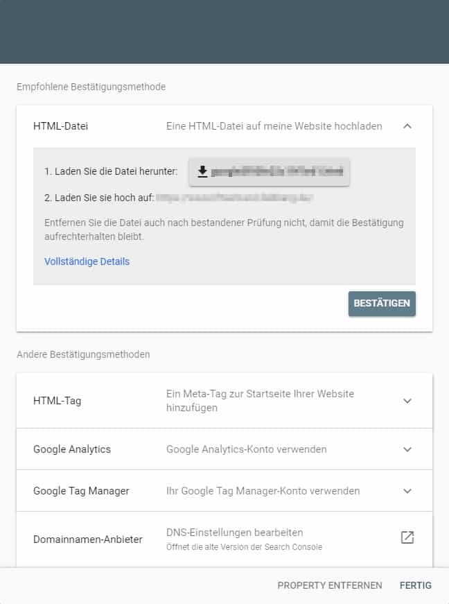 أدوات مشرفي المواقع جوجل - تأكيد الملكية عبر ملف HTML