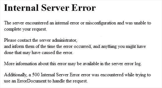 Internal Server Error
