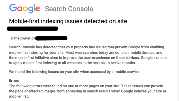 جوجل ترسل رسائل الى اصحاب المواقع الذين لا تعمل مواقعهم على الجوال