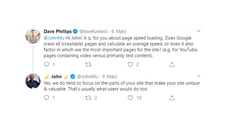 جون مولر تويتر يعلق على اهمية سرعة الصفحات الفرعية