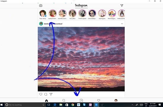 افتح تطبيق Instagram على تطبيق Microsoft Surface