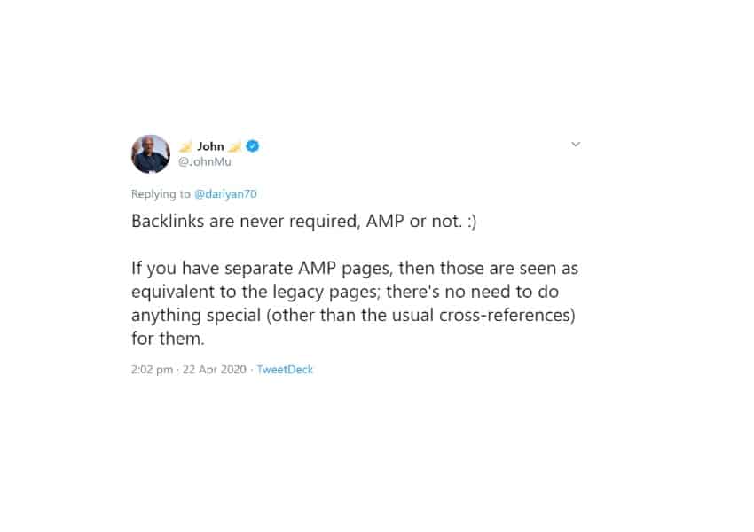 جون مولر - صفحات AMP لاتحتاج الى روابط خلفية