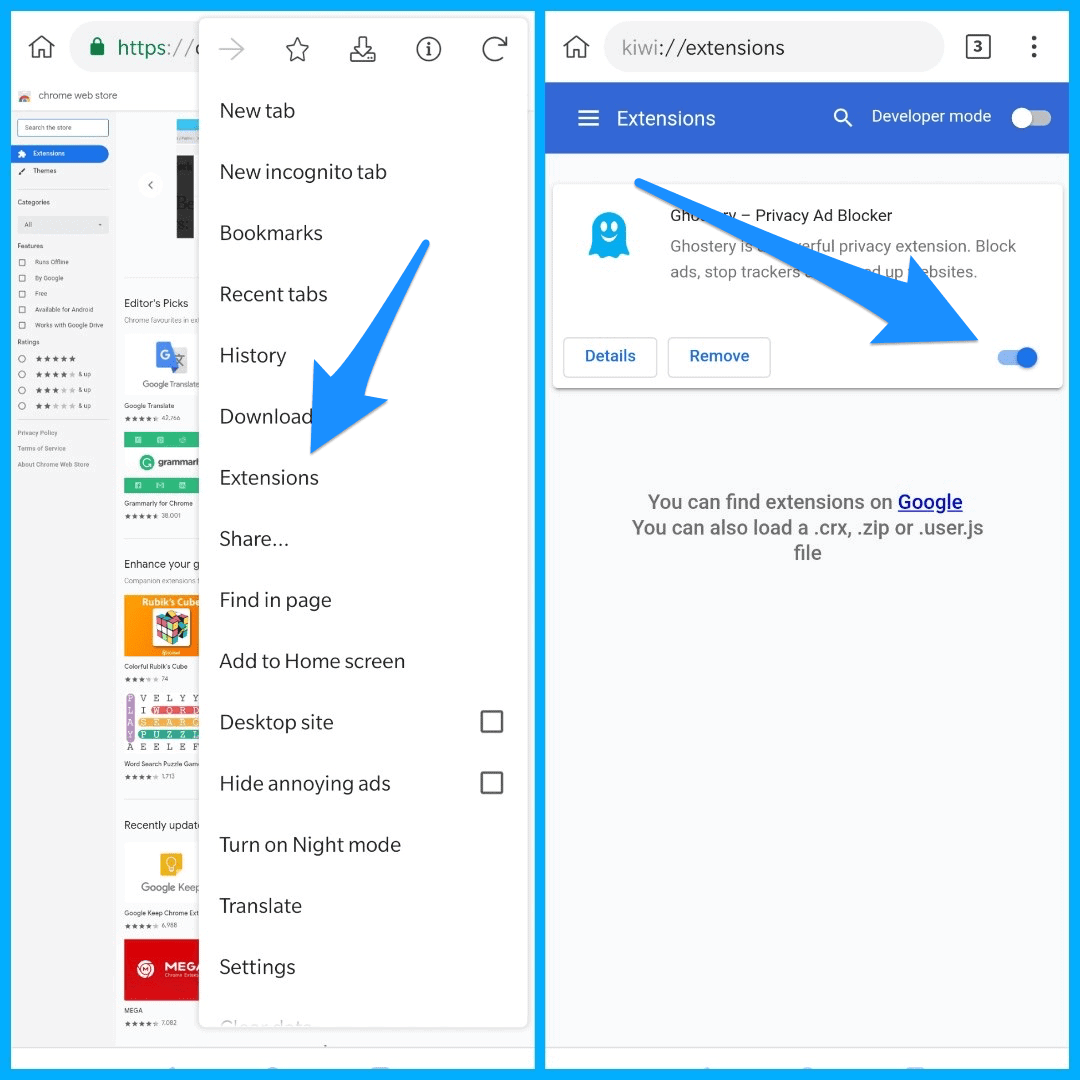 Ghostery مثال على تثبيت اضافة
