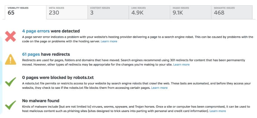 فحص توافق الموقع مع السيو Site Auditor