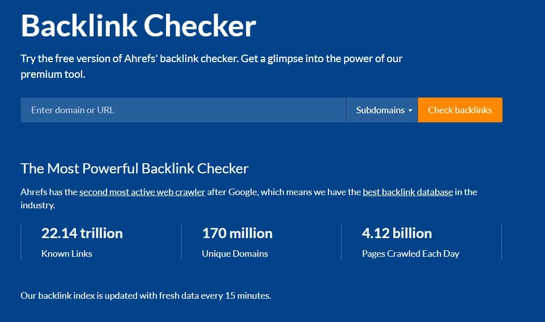 اداة فحص باك لينك شهيرة ahrefs