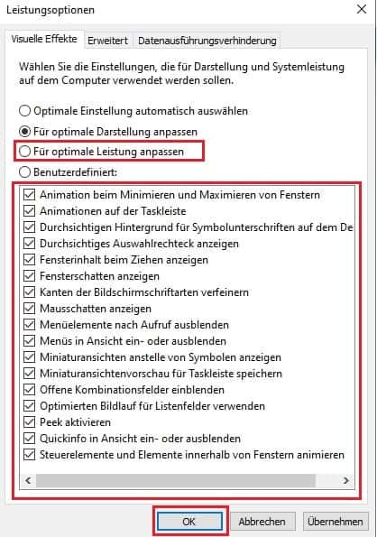 إيقاف تشغيل التأثيرات المرئية لنظام التشغيل Windows 10 يدويًا لتحسين الأداء.