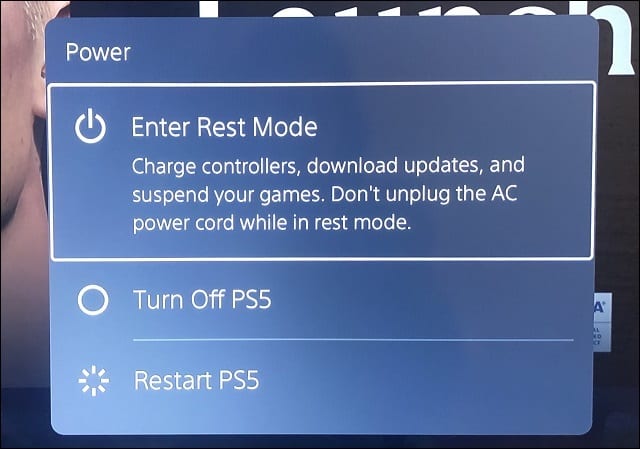 PS5 في وضع السكون