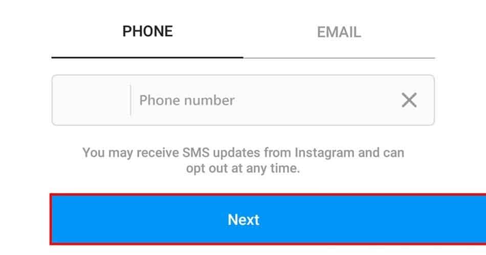 إنشاء حساب Instagram برقم هاتف محمول