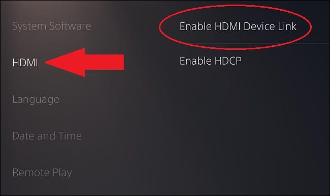 تمكين ارتباط جهاز HDMI