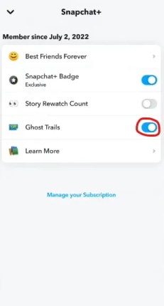قم بتشغيل Ghost Trails Snapchat Plus