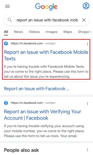 قم بالإبلاغ عن مشكلة في نصوص الهاتف المحمول على Facebook
