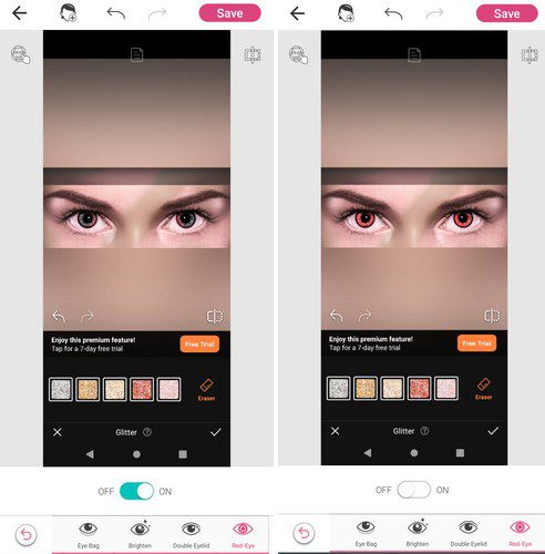 إزالة العين الحمراء من الصور على أجهزة أندرويد باستخدام YouCam Makeup - Selfie Editor