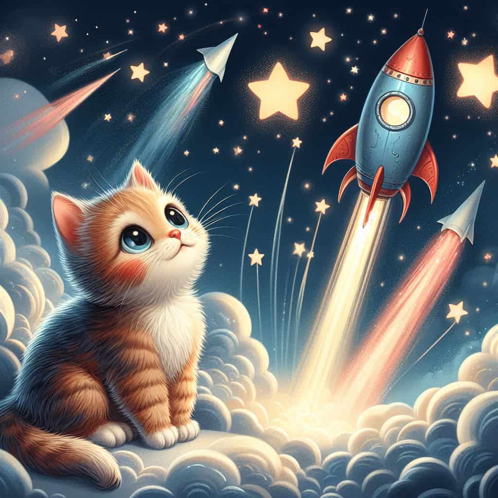 قصة القط الصغير وحلم الفضاء